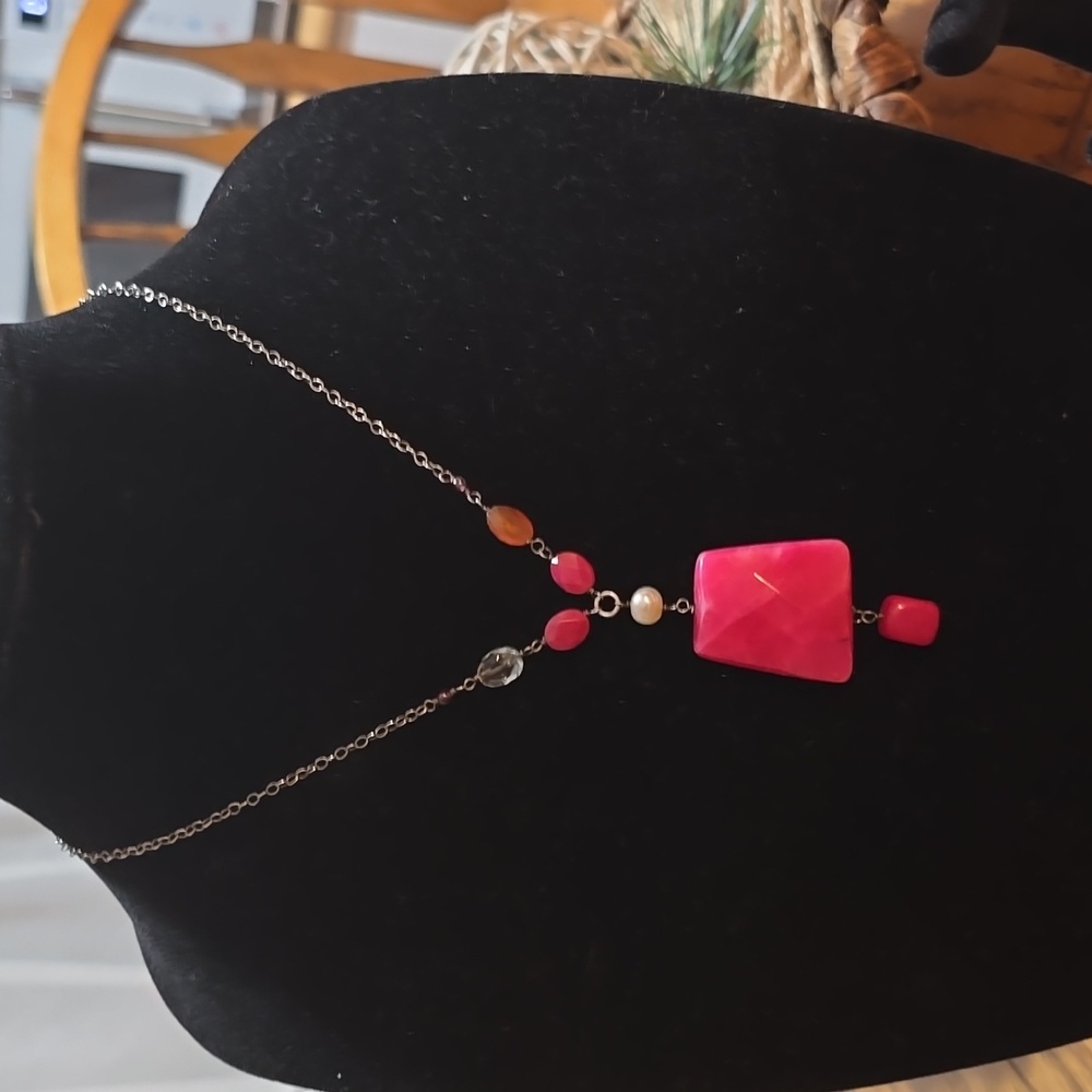 Silpada Sterling Cherry Jade And Pearl Necklace
